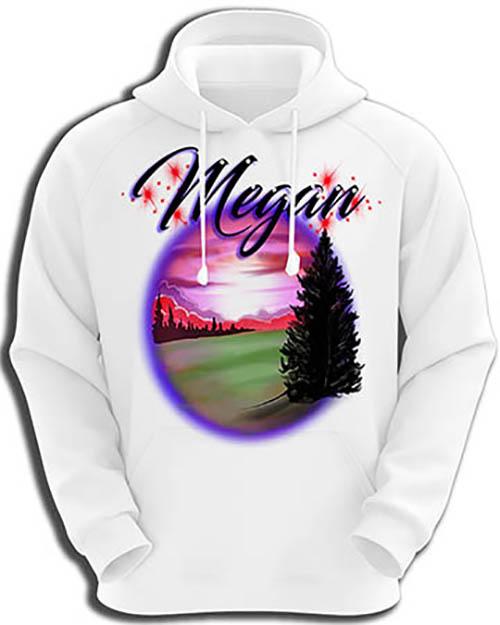 E007 custom personalized airbrush Sunset Mountain Scene Hoodie Sweatshirt Landscape Design Yours