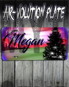 E007 Personalized Airbrush Mountain Landscape License Plate Tag Design Yours