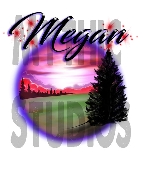 E007 Personalized Airbrush Mountain Landscape Snapback Trucker Hat Design Yours