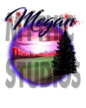 E007 custom personalized airbrush Sunset Mountain Scene Hoodie Sweatshirt Landscape Design Yours