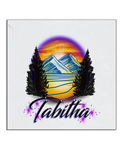 E008 Personalized Airbrush Mountain Scene Ceramic Coaster Design Yours