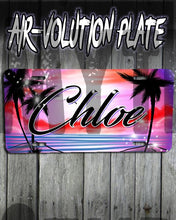 E009 Personalized Airbrush Sunset Beach Landscape License Plate Tag Design Yours