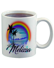 E012 Personalized Airbrush Rainbow Beach Landscape Ceramic Coffee Mug Design Yours