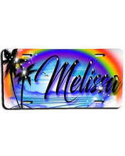 E012 Personalized Airbrush Rainbow Beach Landscape License Plate Tag Design Yours