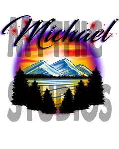 E013 Personalized Airbrush Mountain Landscape License Plate Tag Design Yours