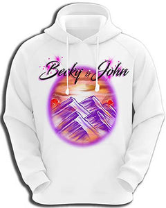 E014 custom personalized airbrush Mountain sunset Scene Hoodie Sweatshirt Design Yours