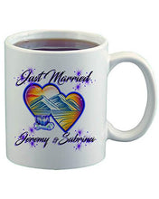 E017 Personalized Airbrush Hearts Mountain Landscape Ceramic Coffee Mug Design Yours