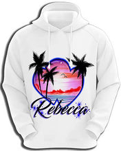 E018 Personalized Airbrush Heart Beach Landscape Hoodie Sweatshirt Design Yours