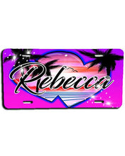 E018 Personalized Airbrush Heart Beach Landscape License Plate Tag Design Yours