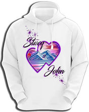 E019 Personalized Airbrush Hearts Mountain Landscape Hoodie Sweatshirt Design Yours