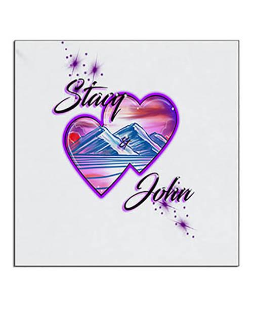 E019 Personalized Airbrush Hearts Mountain Landscape Ceramic Coaster Design Yours