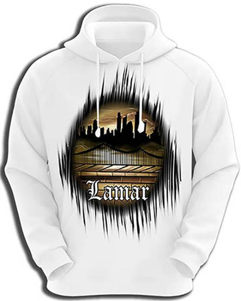 E021 Personalized Airbrush Urban city Graffiti Landscape Hoodie Sweatshirt Design Yours