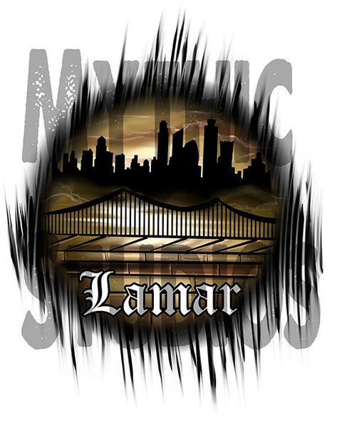 E021 custom personalized airbrush city Scene Graffiti Old English Urban Tee Shirt Design Yours