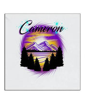 E023 Personalized Airbrush Mountain Sunset Landscape Ceramic Coaster Design Yours