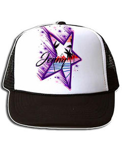 E025 Personalized Airbrush Palm Trees Beach Landscape Snapback Trucker Hat Design Yours