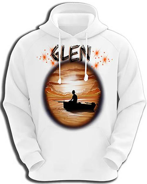 E026 Personalized Airbrush Fishing Landscape Hoodie Sweatshirt Design Yours