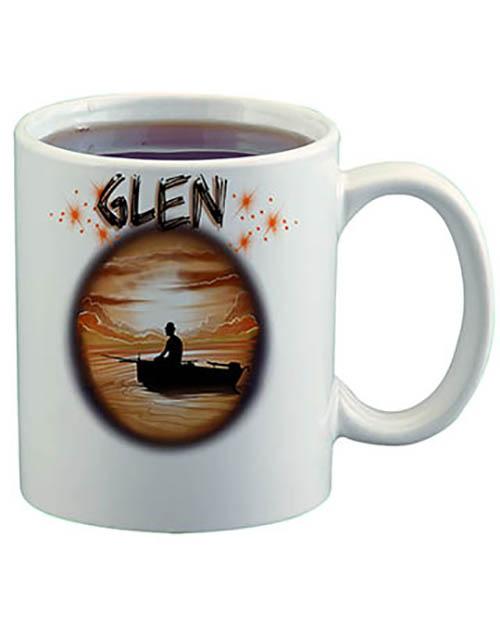E026 Personalized Airbrush Fishing Landscape Ceramic Coffee Mug Design Yours