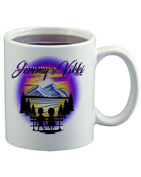 E028 Personalized Airbrush Kids Silhouette Ceramic Coffee Mug Design Yours