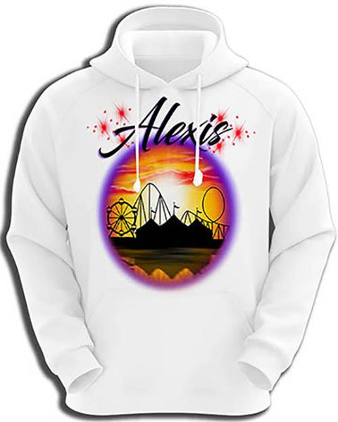 E030 Personalized Airbrush Carnival Ferris Wheel Hoodie Sweatshirt Design Yours