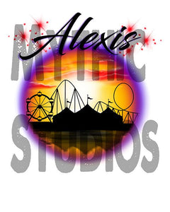 E030 Personalized Airbrush Carnival Ferris Wheel License Plate Tag Design Yours