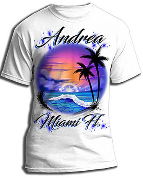 E031 Personalized Airbrush Ocean Wave Kids and Adult Tee Shirt Design Yours