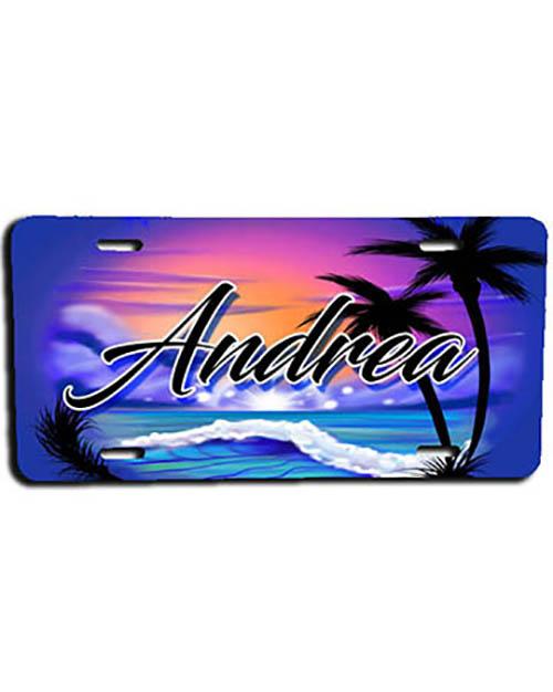 E031 Personalized Airbrush  Ocean Wave License Plate Tag Design Yours