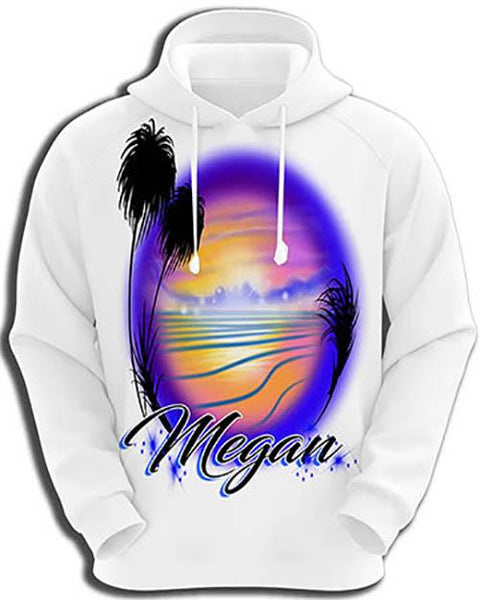 E032 Personalized Airbrush Beach Ocean Hoodie Sweatshirt Design Yours