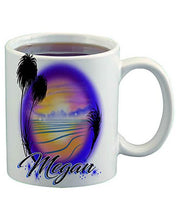 E032 Personalized Airbrush Beach Water Scene Ceramic Coffee Mug Design Yours