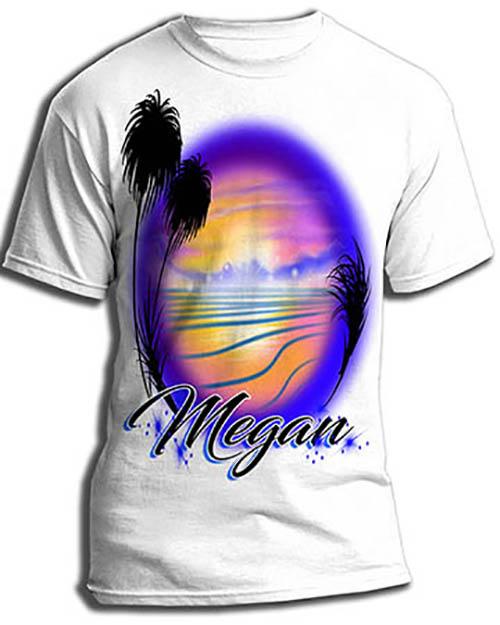 E032 Personalized Airbrush Beach Kids and Adult Tee Shirt Design Yours