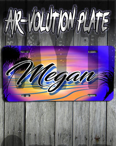 E032 Personalized Airbrush  Beach License Plate Tag Design Yours