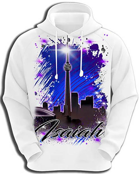 E033 Personalized Airbrush City Scene Hoodie Sweatshirt Design Yours