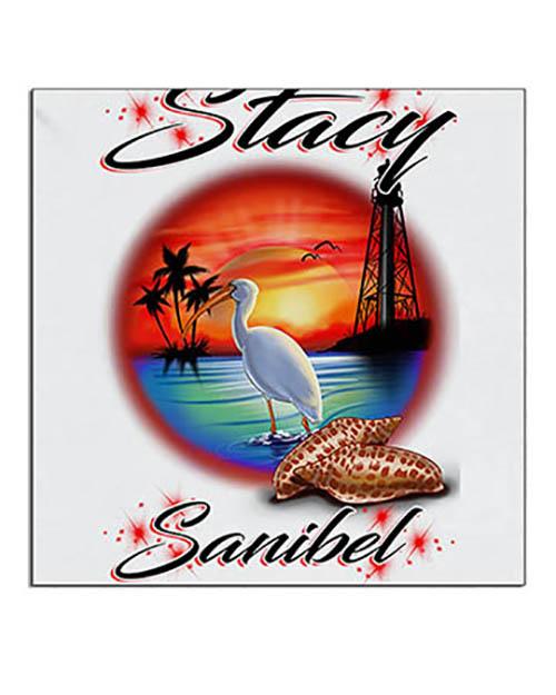 E034 Personalized Airbrush  LightHouse Beach Ceramic Coaster Design Yours