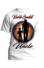 E035 Digitally Airbrush Painted Personalized Custom Dad and Son Landscape  Adult and Kids T-Shirt