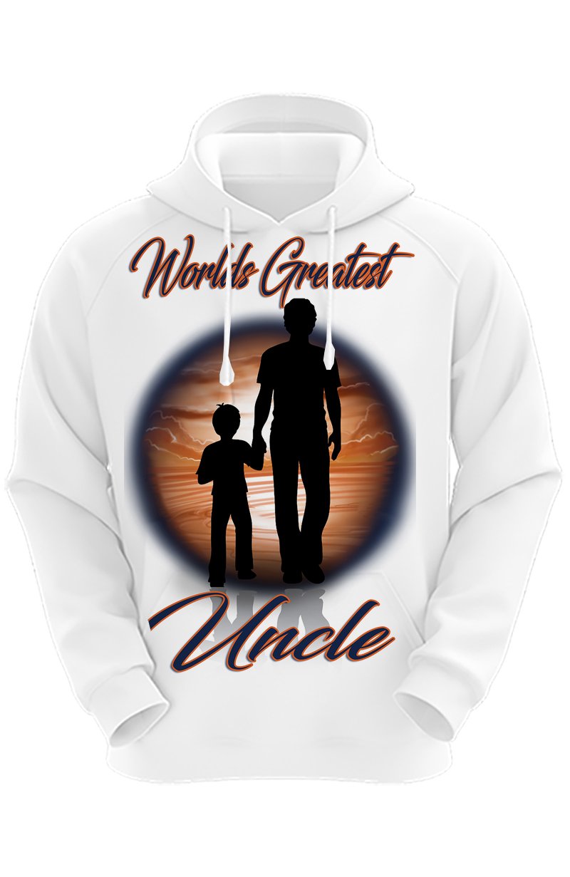 e035 Digitally Airbrush Painted Personalized Custom Dad and Son Landscape  Adult and Kids Hoodie Sweatshirt