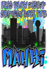 E037 Digitally Airbrush Painted Personalized Custom Urban City Building Landscape  Adult and Kids T-Shirt