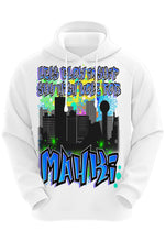 E037 Digitally Airbrush Painted Personalized Custom Urban City Building Landscape  Adult and Kids Hoodie Sweatshirt