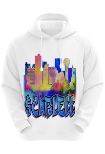 E038 Digitally Airbrush Painted Personalized Custom Urban City Building Landscape  Adult and Kids Hoodie Sweatshirt