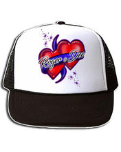F001 Custom Airbrush Personalized Hearts and Ribbon Snapback Trucker Hat Design Yours