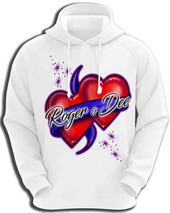 F001 Custom Airbrush Personalized Hearts and Ribbon Hoodie Sweatshirt Design Yours