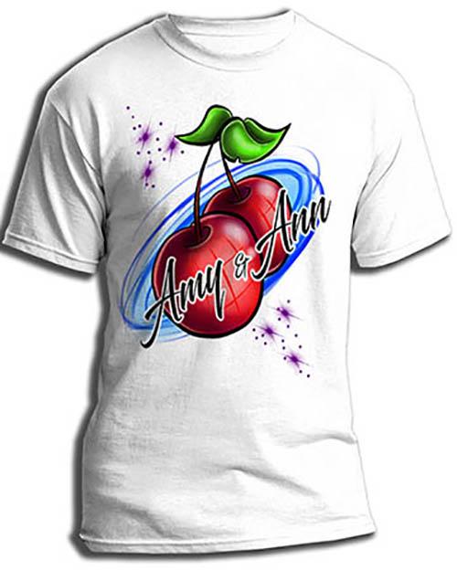 F003 Custom Airbrush Personalized Best Friend Cherries T-Shirt Design Yours