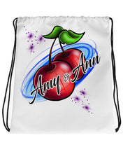 F003 Digitally Airbrush Painted Personalized Custom cherries best friend party Theme gift set name birthday event discount Drawstring Backpack