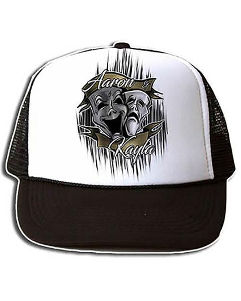 F005 Custom Airbrush Personalized Drama Faces Snapback Trucker Hat Design Yours