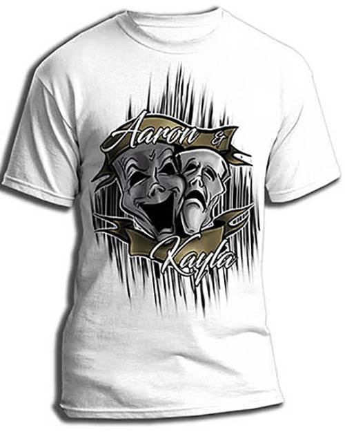 F005 Custom Airbrush Personalized Drama Faces Tee Shirt Design Yours