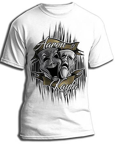 F005 Custom Airbrush Personalized Drama Faces Tee Shirt Design Yours