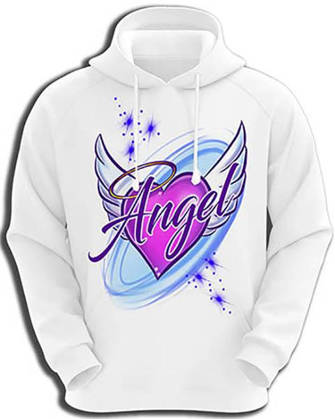 F006 Custom Airbrush Personalized Angel Wings Hoodie Sweatshirt Design Yours