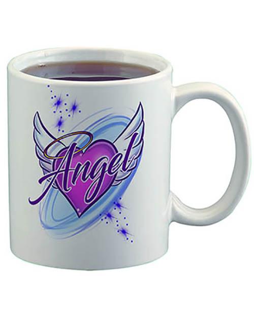 F006 Custom Airbrush Personalized Angel Wings Ceramic Coffee Mug Design Yours