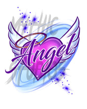 F006 Digitally Airbrush Painted Personalized Custom heart halo angel wings couples party Theme gift set name bday event discount Drawstring Backpack