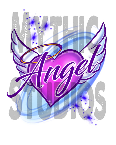 F006 Custom Airbrush Personalized Angel WingsTee Shirt Design Yours