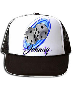 F008 Custom Airbrush Personalized Dice Snapback Trucker Hat Design Yours