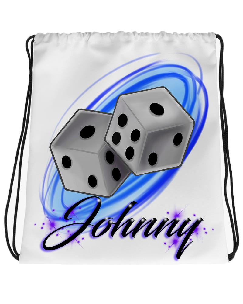 F008 Digitally Airbrush Painted Personalized Custom dice gambling player couples party Theme gift set name bday event discount Drawstring Backpack